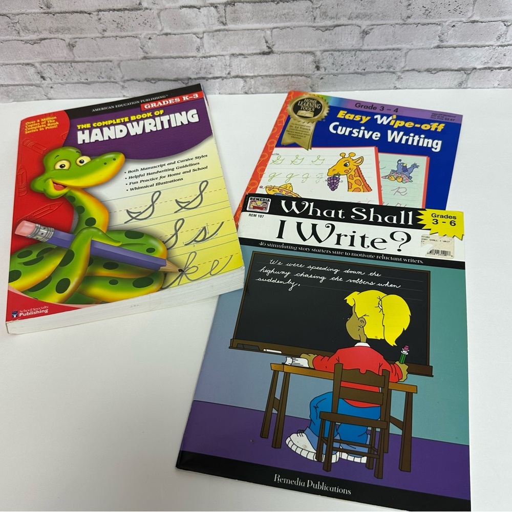 CURSIVE WRITING Lot of 3 Resources Practice Wipe-Off Story Starters